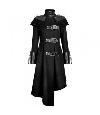 Unisex Gothic Long Coat Military Coat Stand Up Collar Asymmetrical