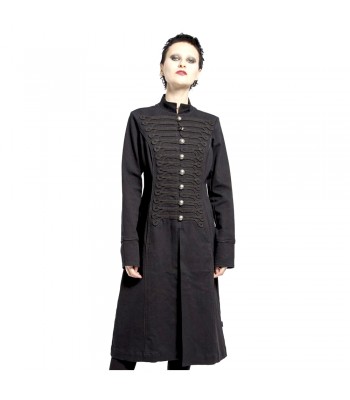 New Black Military Gothic Style Braided Wool Effect Coat Jacket