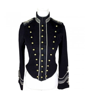 Women Army Military Officer Jacket Denim & Supply Ralph Lauren Embroidered Officer Band Coat