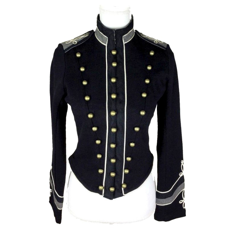 Women Army Military Officer Jacket Denim & Supply Ralph Lauren Embroidered Officer Band Coat | Gothic Clothing