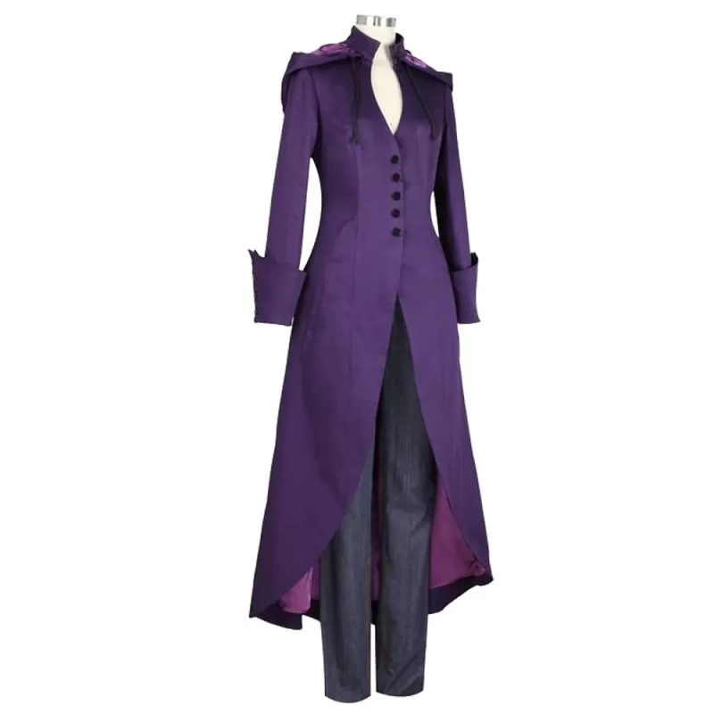 Gothic popular Purple Hooded Corset Coat Vampire Ritual Trailing Steampunk 14