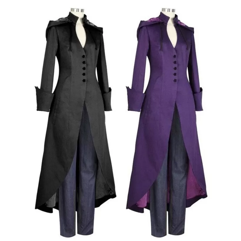 Women Gothic Long Coat Goth Punk Emo Vintage Tailcoat Steampunk Coat Gothic Coats