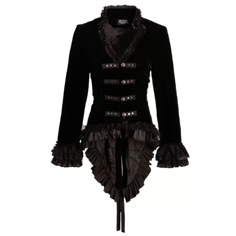 Women Hearts & Roses Ruffled Dovetail Velvet Victorian Jacket