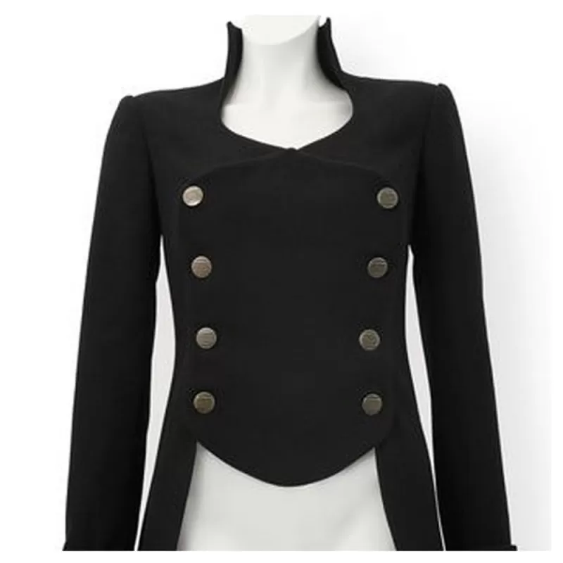 Women's Victorian Coat With Corset Detail, Gothic Coat, Black Wool