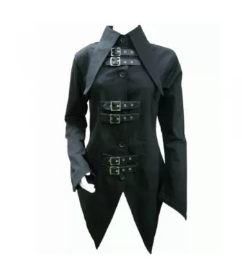 Women Gothic Victorian Style Trench Coat VTG Women Regiment Jacket