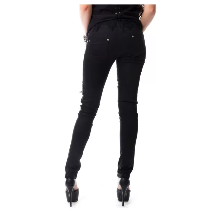 Women EMO Party Pant Goth Skinny Zipper Jeans Outfit