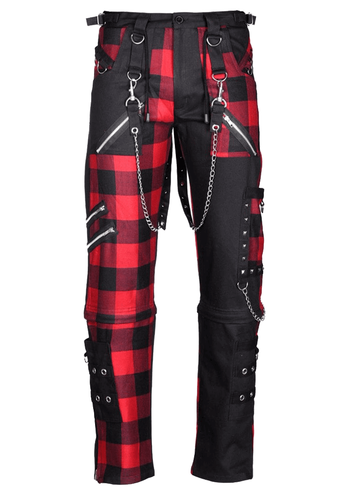 Men Gothic Pant Dead Threads Damned Checked Pant Red and Black Pant